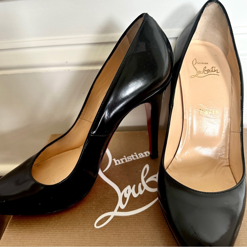 Christian Louboutin Décolleté 868 100 Jazz Black Calf Leather Heels Pumps 39 8 - Picture 3 of 15